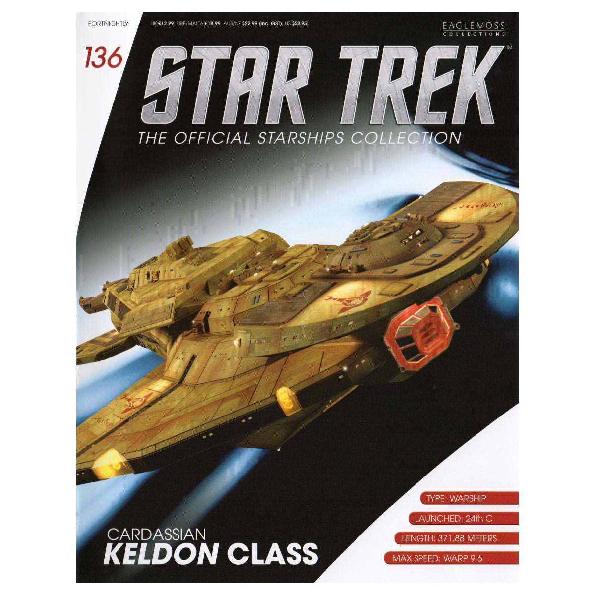 #136 Cardassian Keldon Class Cruiser Model Die Cast Ship (Eaglemoss / Star Trek)