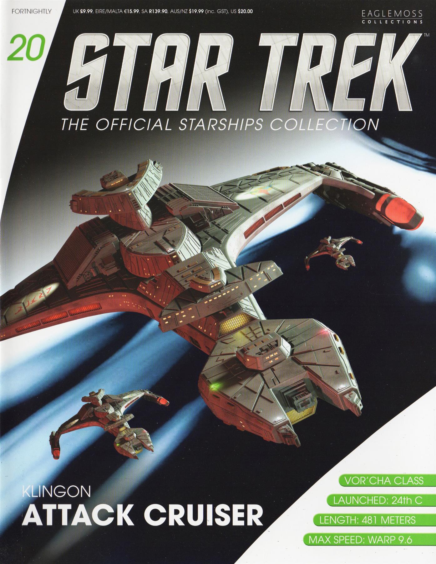 #20 Klingon Attack Cruiser (Vor'cha-class) Model Diecast Ship (Eaglemoss / Star Trek)