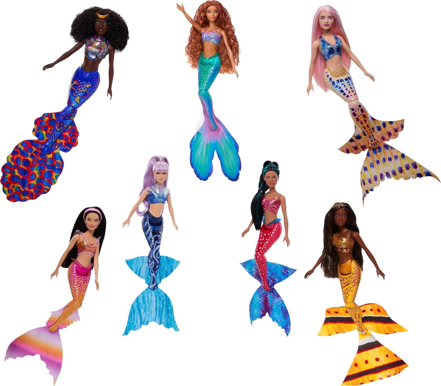 The Little Mermaid Ariel and Sisters Fashion Doll Set with 7 Mermaid Dolls HPT16 (Disney)