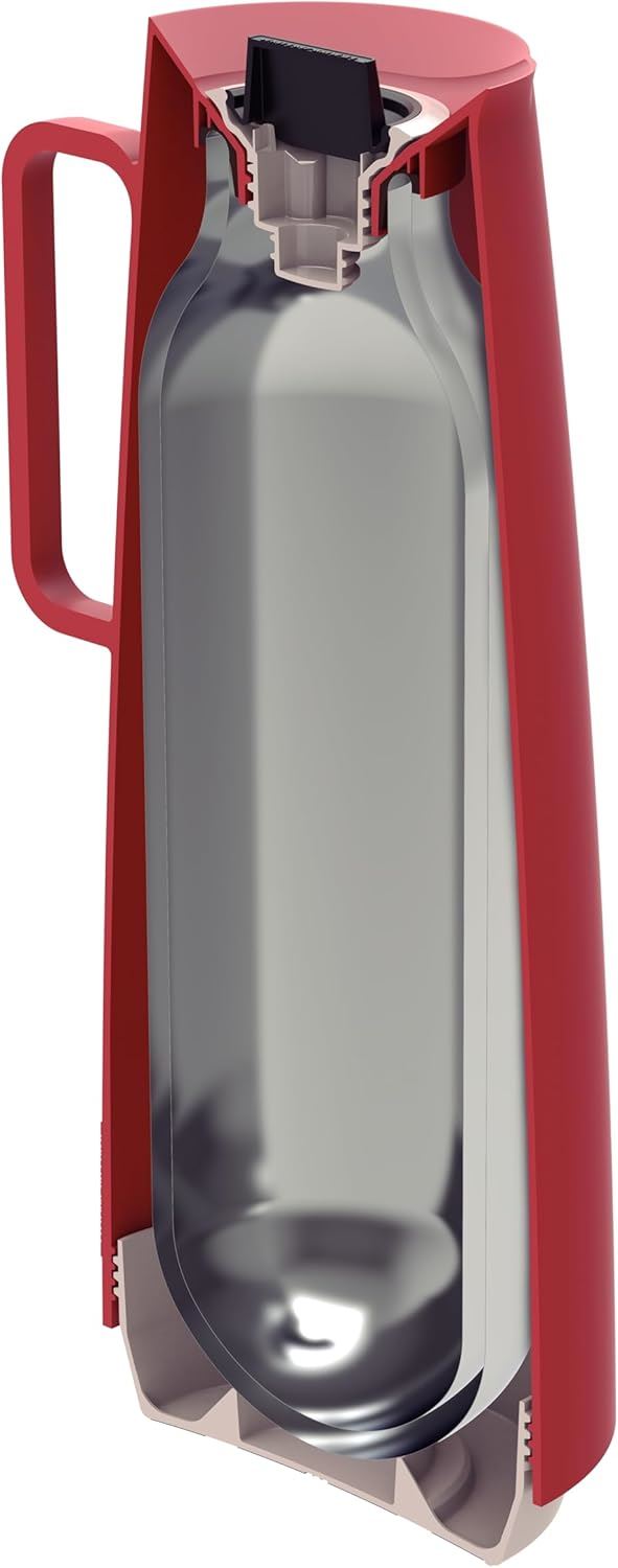 Tramontina Exata 1L Thermal Flask 61636/106 – Red Glass-Lined Vacuum Insulated Beverage Carafe with Screw Cap for Hot & Cold Drinks