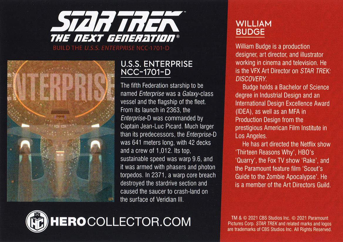 SPECIAL ISSUE #1: Enterprise-D Print by William Budge (Eaglemoss/Hero Collector Build the U.S.S. Enterprise NCC-1701-D)