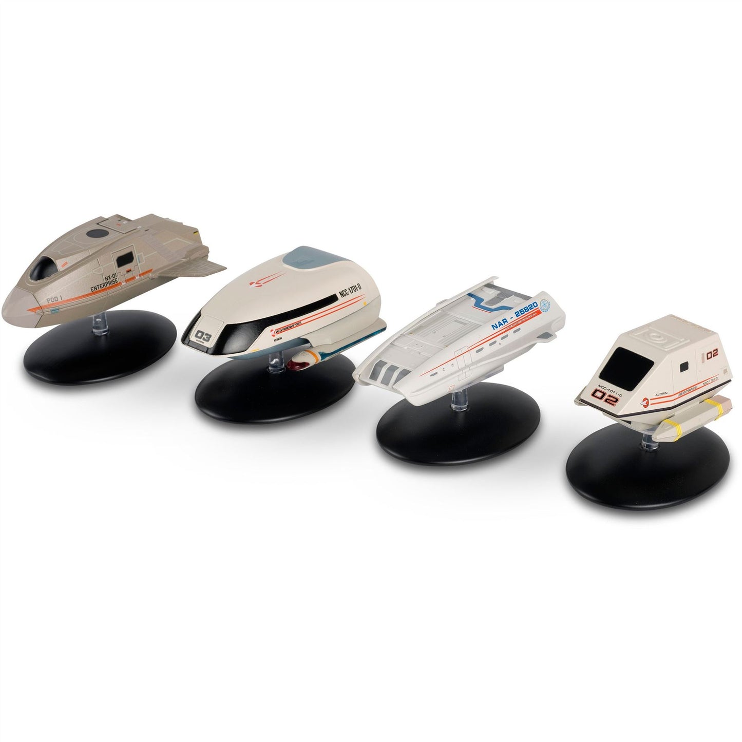 Shuttlecraft Set 2 (Executive Shuttle, Pod 1, 03 Hawking & 02 Aldrin) Model Die Cast Ships STDC705 (Eaglemoss / Star Trek)